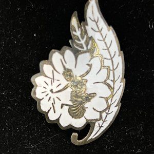 Vintage Siam Sterling Silver White Enamel Dancer Brooch (3482)